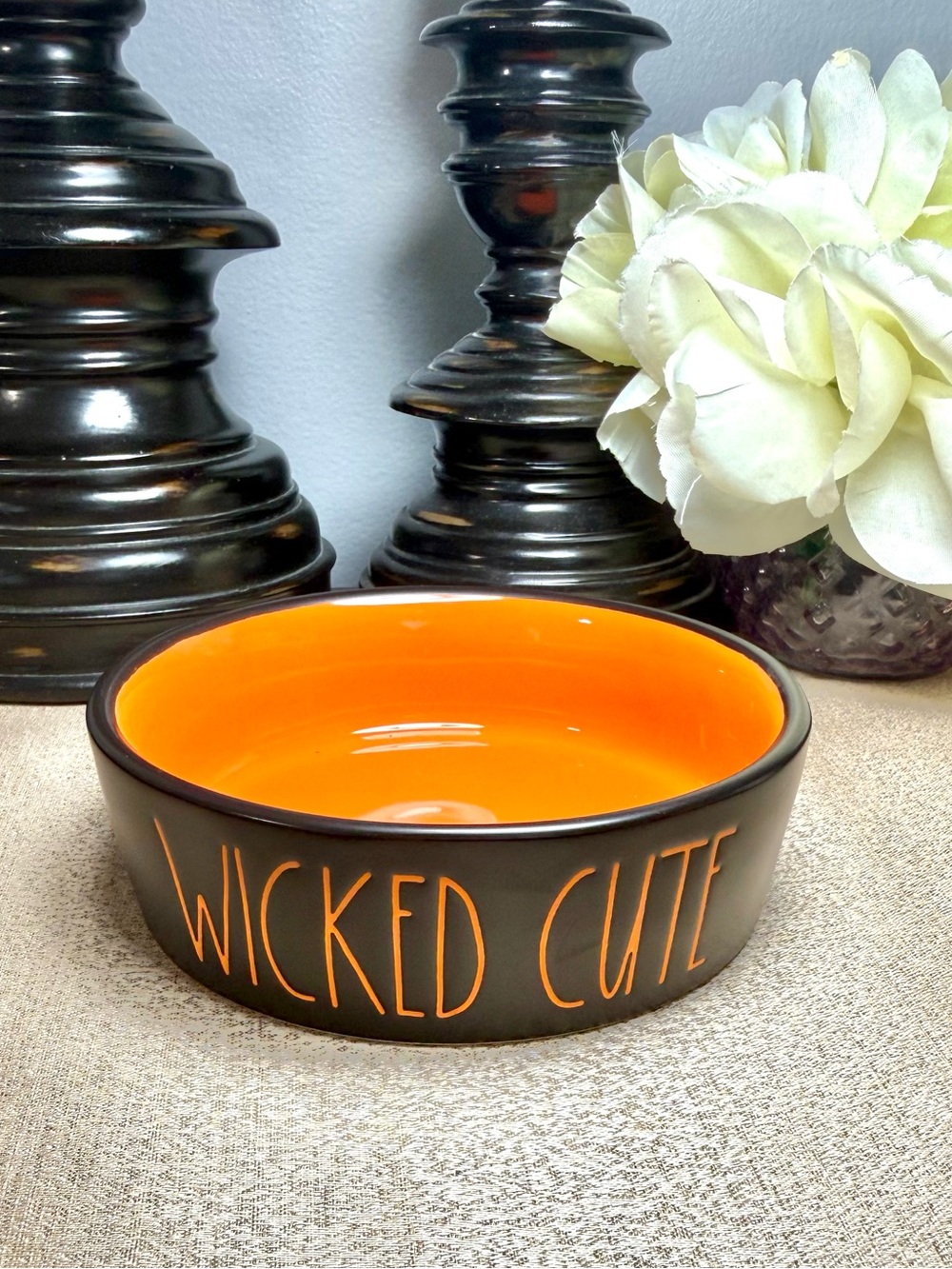🆕Rae Dunn WICKED CUTE Ceramic Pet Bowl